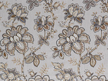 Load image into Gallery viewer, Light Grey Brown Charcoal Taupe Floral Upholstery Drapery Fabric