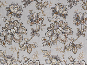 Light Grey Brown Charcoal Taupe Floral Upholstery Drapery Fabric