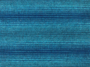 Designer Wool Water & Stain Resistant Teal Turquoise Royal Navy Blue Woven Stripe Check Kilim Upholstery Fabric