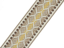 Load image into Gallery viewer, 3.5" Wide Woven Geometric Taupe Beige Mustard Gold Ivory Drapery Tape Trim