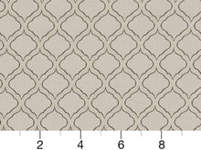 Load image into Gallery viewer, Silver Grey French Blue Trellis Diamond Upholstery Drapery Fabric