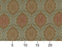 Load image into Gallery viewer, Heavy Duty Geometric Medallion Aqua Blue Beige Green Rose Pink Upholstery Drapery Fabric