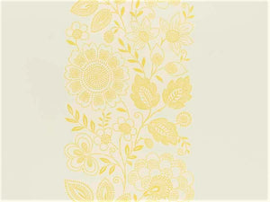 Iris Apfel Cream Yellow Embroidered Floral Botanical Upholstery Drapery Fabric