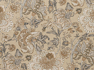 Beige Grey Cream Floral Upholstery Drapery Fabric