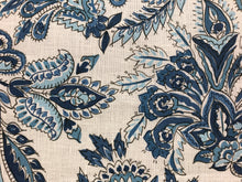 Load image into Gallery viewer, Clarence House Cassandra Linen Blue White Jacobean Floral Drapery Upholstery Fabric