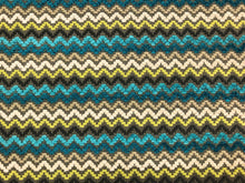 Load image into Gallery viewer, Romo Tarna Peacock Small Scale Chevron Geometric Zig Zag Teal Blue Turquoise Green Cream Beige Gray Upholstery Fabric
