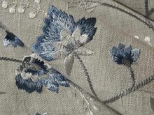 Load image into Gallery viewer, French Blue Navy Embroidered Floral Drapery Fabric