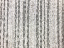Load image into Gallery viewer, Designer Water &amp; Stain Resistant Woven Beige Taupe Rustic Stripe Linen Viscose Upholstery Fabric