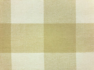 Designer Cotton Lambs Wool Buffalo Check Beige Cream Ivory Plaid Chenille Water & Stain Resistant Neutral Upholstery Fabric WHS 5154