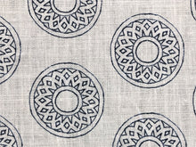 Load image into Gallery viewer, Alex Conroy Small Gujarat Indigo Navy Blue Ivory Medallion Printed Ethnic Tribal Linen Fabric