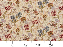 Load image into Gallery viewer, Heavy Duty Abstract Floral Tapestry Denim Blue Rusty Red Indigo Green Beige Upholstery Fabric