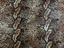 Load image into Gallery viewer, 1.75 Yard Designer Textured Snake Reptile Brown Grey Black Faux Leather Upholstery Vinyl