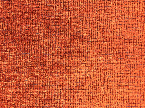 Designer Water & Stain Resistant MCM Mid Century Modern Textured Plush Burnt Orange Chenille Upholstery Fabric
