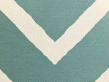 Load image into Gallery viewer, Kravet 32567-1516 Aqua Blue Off White Chevron Zig Zag Woven Water &amp; Stain Resistant Upholstery Fabric