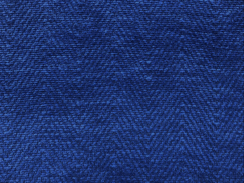 Designer Royal Blue Herringbone Chenille Mid Century Modern Upholstery Fabric