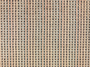Rusty Brown Blue Black MCM Mid Century Modern Small Scale Grid Check Geometric Velvet Upholstery Fabric