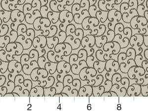 Silver Grey French Blue Swirl Upholstery Drapery Fabric