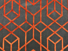 Load image into Gallery viewer, Romo Botero Cayenne Orange Grey Geometric Abstract Cut Velvet Upholstery Fabric