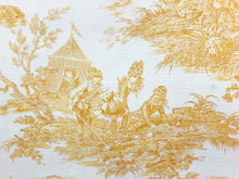 Load image into Gallery viewer, 108" Wide Olivier Thevenon French Cotton Ivory Yellow Toile Historic D' Eau Victorian Children Print Upholstery Drapery Fabric