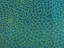 Load image into Gallery viewer, 3/4 Yds Designer Acrylic Backed Teal Green Lime Floral Upholstery Drapery Fabric