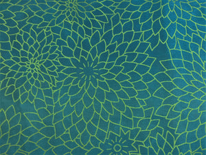 3/4 Yds Designer Acrylic Backed Teal Green Lime Floral Upholstery Drapery Fabric