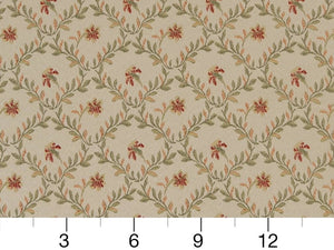 Heavy Duty Floral Brocade Green Beige Rose Seafoam Upholstery Drapery Fabric