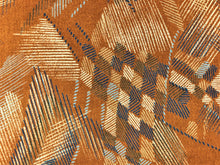 Load image into Gallery viewer, Vintage Mod Retro Abstract Caramel Rusty Brown Navy Blue Gray Water &amp; Stain Resistant Upholstery Velvet Drapery Fabric