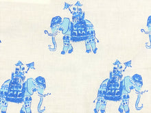 Load image into Gallery viewer, 2 Yds Min Lilly Pulitzer Bazaar White Beach Elephant Pattern Blue Ivory Drapery Fabric