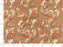 Load image into Gallery viewer, Beige Teal Yellow Red Green Paisley Upholstery Drapery Fabric