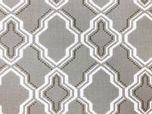Load image into Gallery viewer, Water &amp; Stain Resistant Indoor Outdoor Taupe Brown White Trellis Geometric Upholstery Drapery Fabric