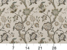Load image into Gallery viewer, Heavy Duty Jacobean Floral Tapestry Sage Green Mustard Beige Ivory Brown Upholstery Fabric