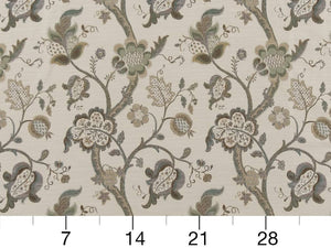 Heavy Duty Jacobean Floral Tapestry Sage Green Mustard Beige Ivory Brown Upholstery Fabric