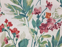 Load image into Gallery viewer, Mill Creek Lakeland Sunglow Cotton Floral Botanical Ivory Teal Blue Green Red Orange Burgundy Upholstery Drapery Fabric