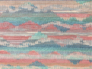 Vintage Kravet Abstract Woven Kilim Chenille Texture Mint Green Grey Aqua Pink Blue Water & Stain Resistant Upholstery Fabric
