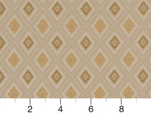 Heavy Duty Geometric Diamond Ivory Gold Beige Off White Upholstery Drapery Fabric