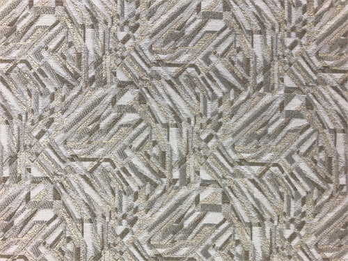 Designer Abstract Beige Taupe Woven Upholstery Drapery Fabric