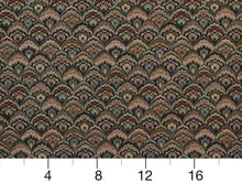 Load image into Gallery viewer, Heavy Duty Geometric Fan Tapestry Navy Blue Burgundy Cream Beige Green Upholstery Fabric