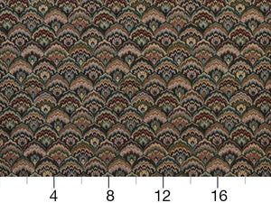 Heavy Duty Geometric Fan Tapestry Navy Blue Burgundy Cream Beige Green Upholstery Fabric