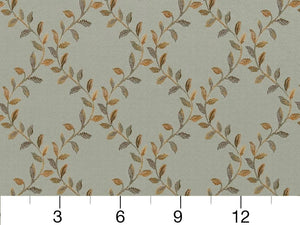 Heavy Duty Leaf Brocade Aqua Blue Beige Green Upholstery Drapery Fabric