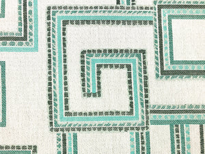 Sunbrella Indoor Outdoor Geometric Southwestern Green Teal Gray Upholstery Drapery Fabric