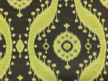 Load image into Gallery viewer, Kravet Medina Wasabi Brown Olive Chartreuse Green Ethnic Tribal Ikat Medallion Water Resistant Upholstery Fabric