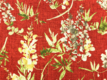 Load image into Gallery viewer, Mill Creek Solita Cardinal Rusty Red Beige Green Gray Ivory Cotton Floral Botanical Soil Resistant Upholstery Drapery Fabric