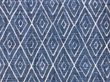 Load image into Gallery viewer, Peter Dunham Atlas Indigo Blue White Diamond Geometric Pattern Linen Upholstery Drapery Fabric