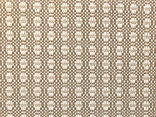 Load image into Gallery viewer, Designer Geometric Taupe Off White Small Scale Textured Upholstery Fabric