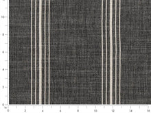 Load image into Gallery viewer, Crypton Water &amp; Stain Resistant Nautical Stripe Charcoal Black Off White Upholstery Fabric
