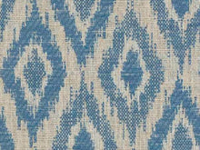 Load image into Gallery viewer, Water &amp; Stain Resistant French Blue Geometric Ikat Upholstery Fabric
