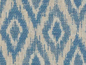 Water & Stain high quality Resistant Cream Navy Blue Teal Ikat Geometric Upholstery Drapery Fabric