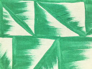 Dedar Milano Fresco 001 Malachite Hand Painted Leaves Geometric Abstract Emerald Green Off White Drapery Fabric