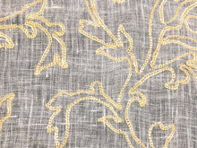 Load image into Gallery viewer, Sheer Embroidered Bisque Ivory Beige Floral Botanical Linen Drapery Fabric