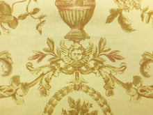 Load image into Gallery viewer, 61&quot; Wide Dutch Cotton Neoclassical Floral Victorian Yellow Beige Coral Toile Print Drapery Fabric Made in Holland